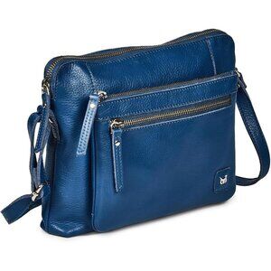 Women Sapphire Blue Imported Leather Polyester Crossbody Shoulder Crossover Bag